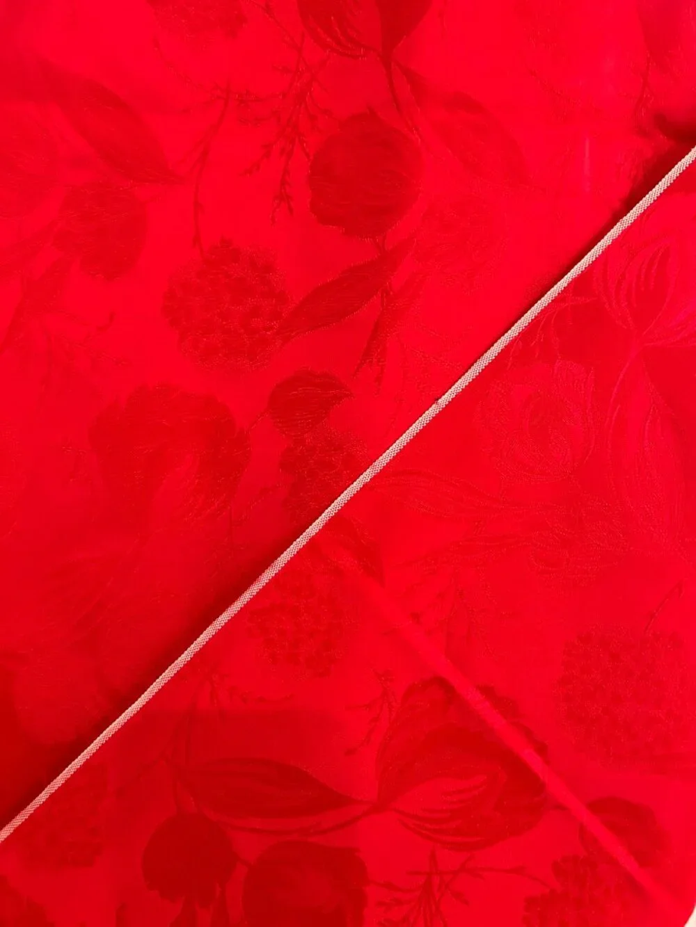 Vintage Red Damask Jacquard Fabric Unused 42 x 90 inches